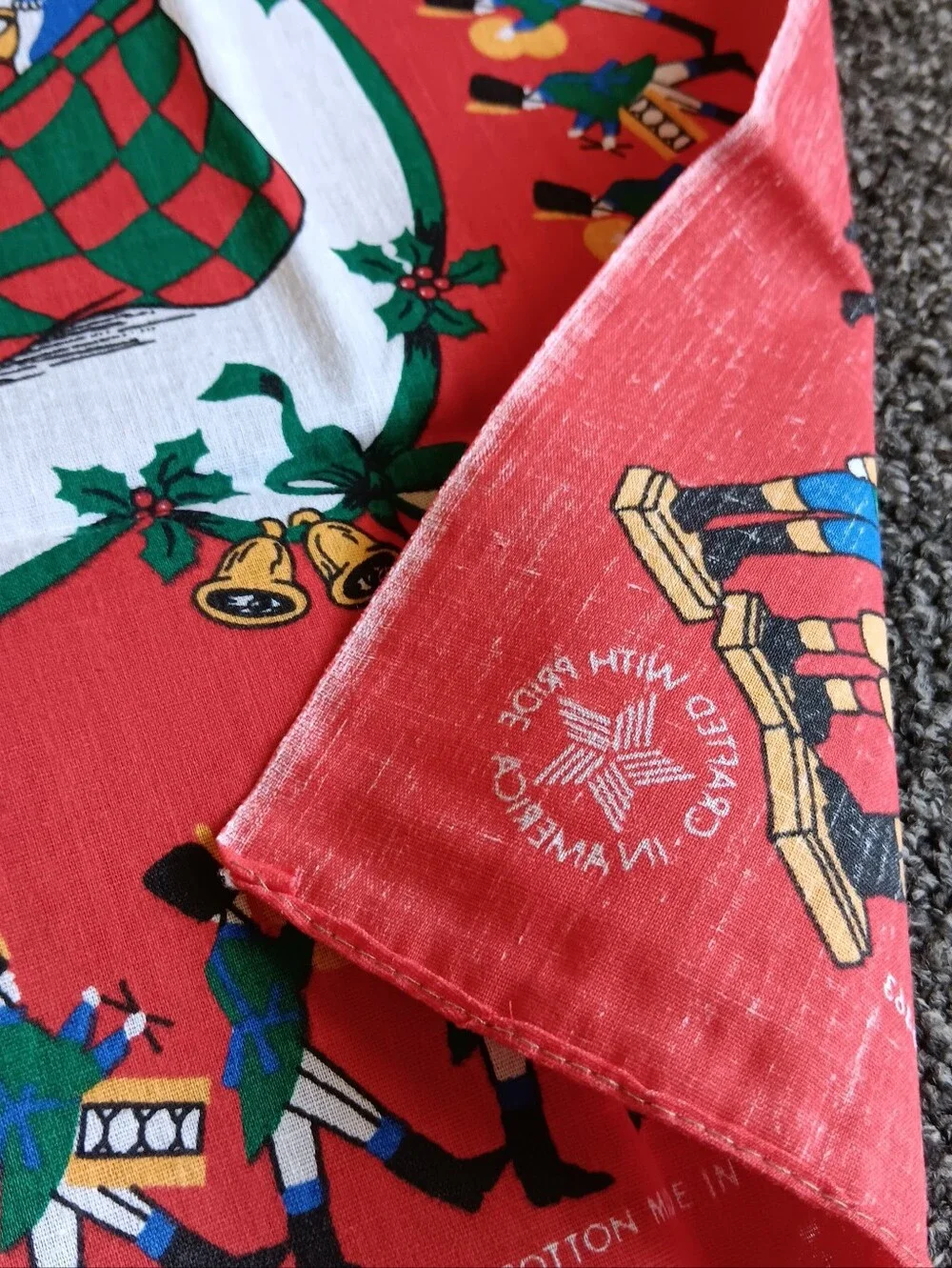VTG Santa Christmas USA Cotton Poly Bandana Scarf RN16463 Holiday Nutcracker